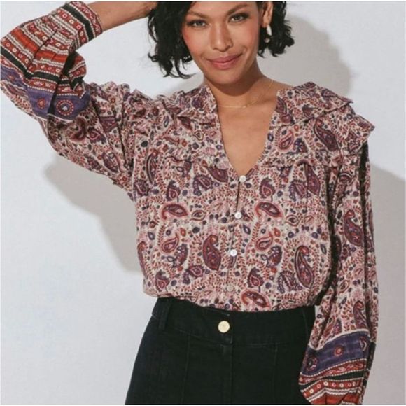 Cleobella Tops - Cleobella Women Blouse V-neck Boho Cotton Organic Oversized Top Sz XS